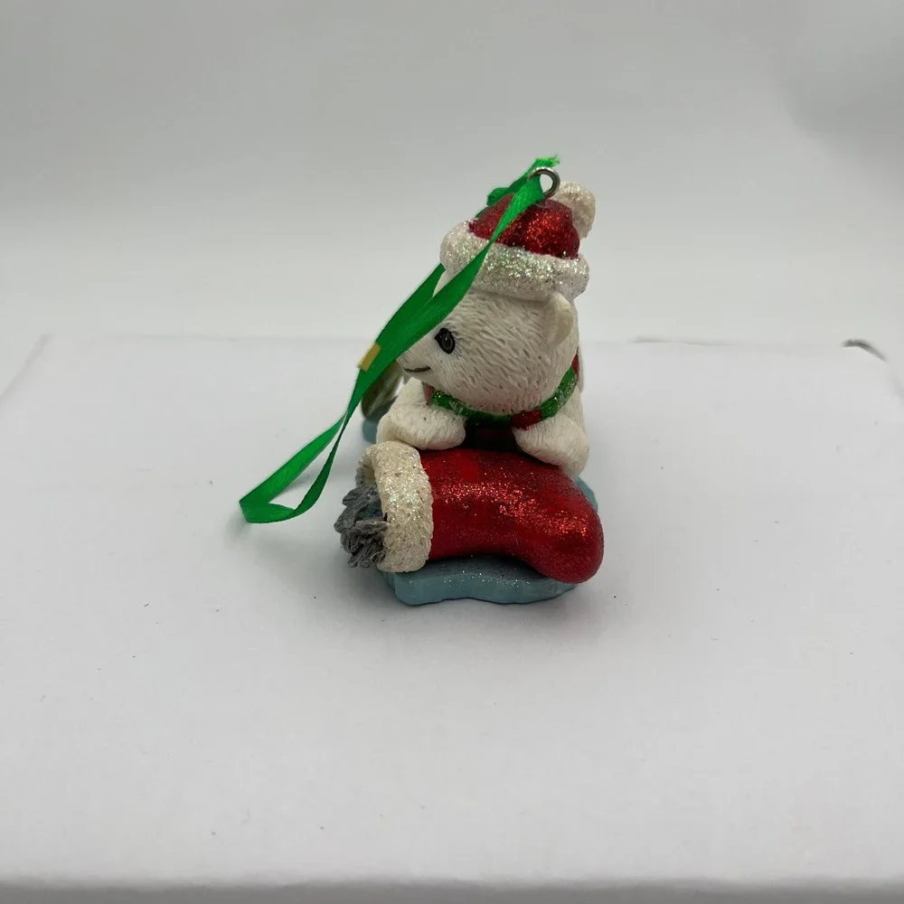 Danbury Mint Baby Animal Ornaments Polar Bear Holiday Christmas White Red Green